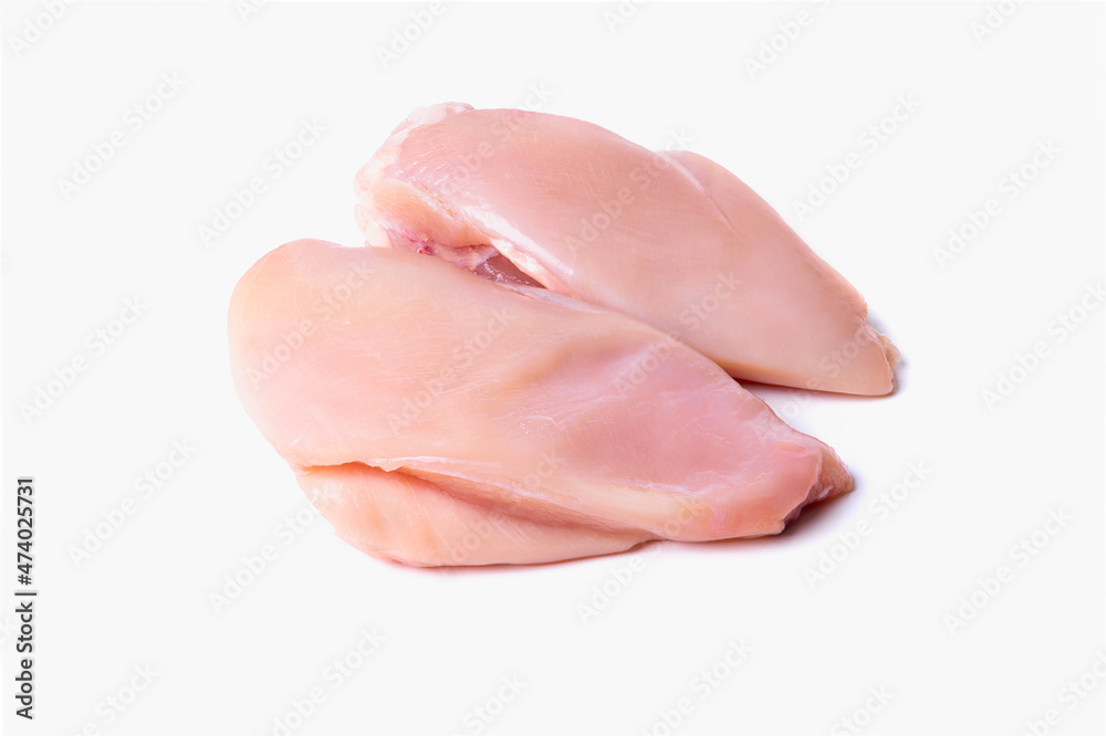 Chilled chicken fillet isolated on a white background Chilled chicken fillet isolated on a white background