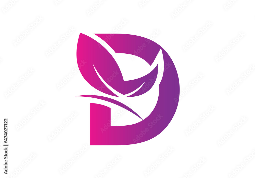 this is a creative letter D add butterfly icon design