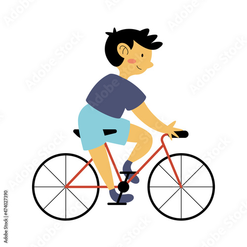 little boy practicing cycling