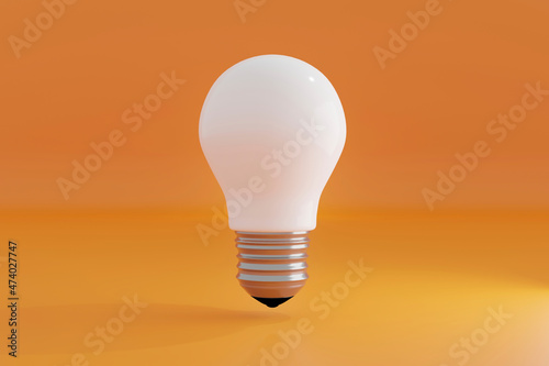 Three dimensional render of white opaque light bulb photo