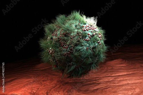 Three dimensional render of HIV virus photo
