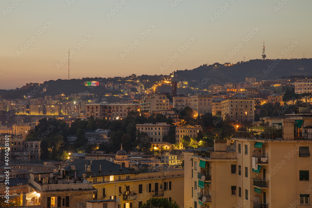  Absolutely spectacular night view over the historic city of Genoa