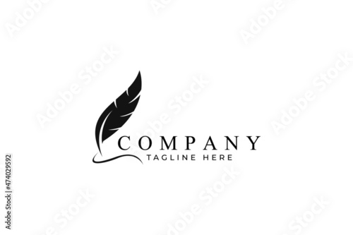 Feather logo design for a writer or publishers