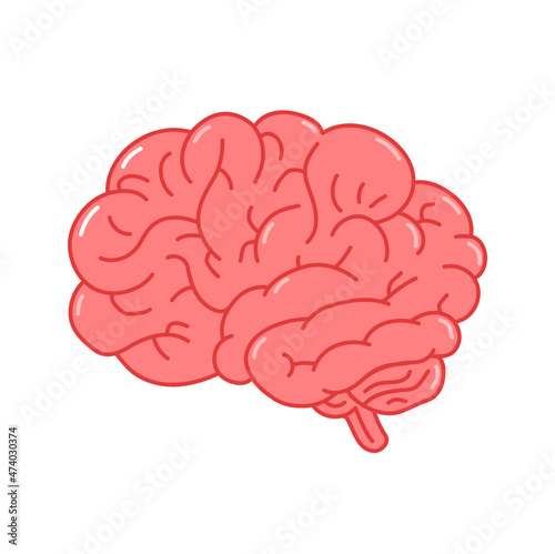 Human brain organ.Vector hand drawn doodle line style cartoon character logo illustration. Isolated onw hite background. Human brain organ,anatomy logo concept
