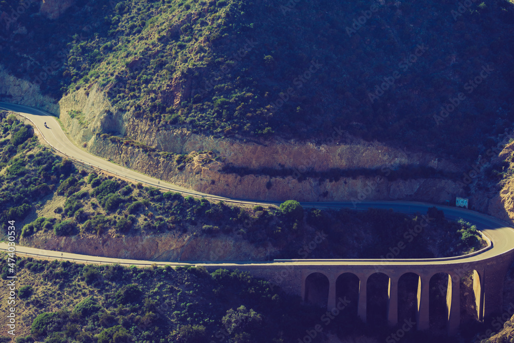 Fototapeta premium Road and viaduct from Granatilla viewpoint, Spain