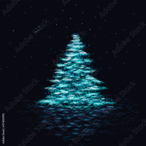 christmas tree magical winter holiday futuristic forest pine neon cyber