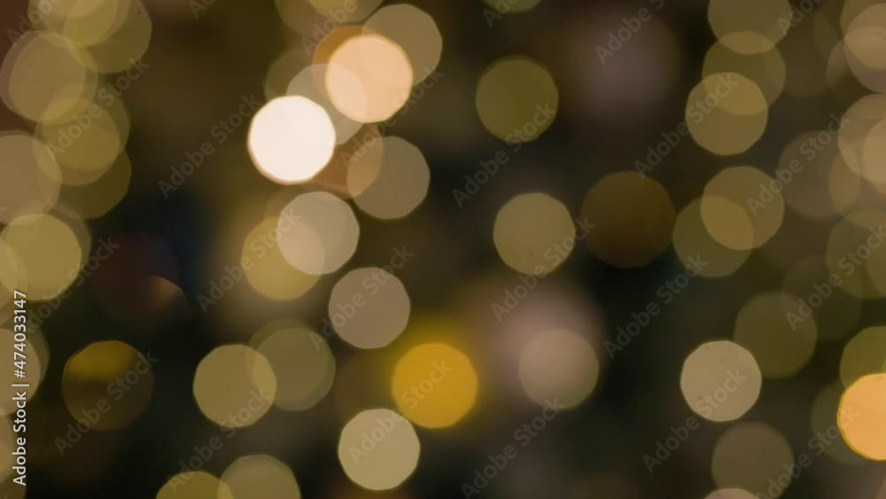 New Year Garlands Blink With Light. Gold Garlands Create Light Abstract Golden Circles. Christmas Decorations.