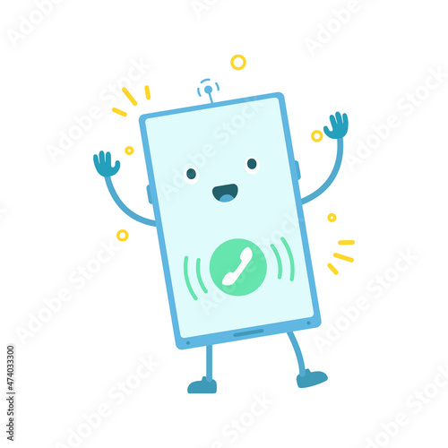 Phone character. Take a call. Incoming call. Vector illustration.