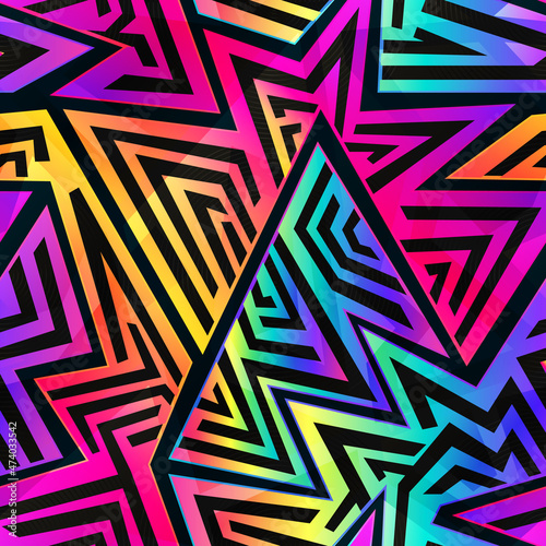 Rainbow gradient geometric seamless pattern.