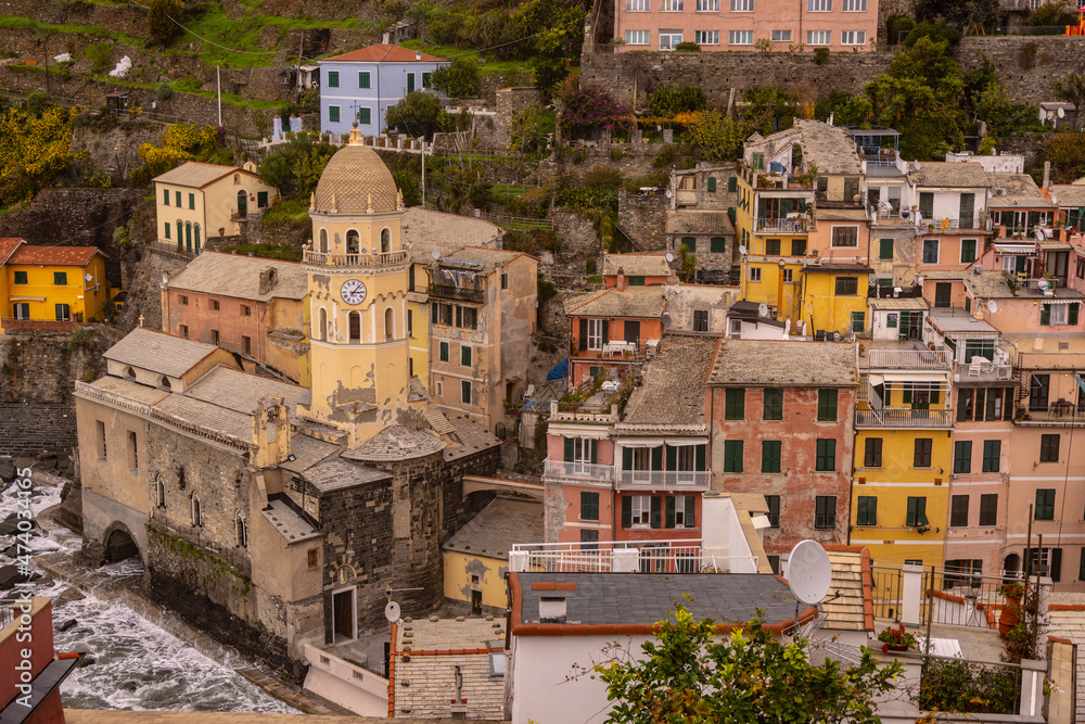 Church of Vernazza in Cinque Terre at the Italian west coast - travel photography