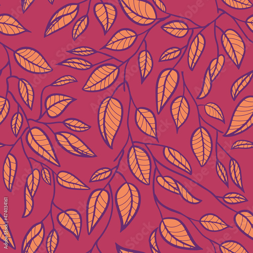Minimalist Leaf Line Art Illustration as a Seamless Surface Pattern Design
