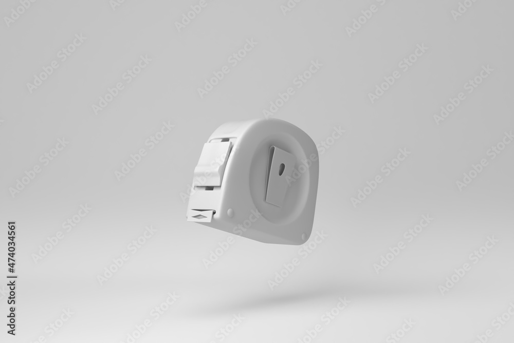measuring tape isolated on white background. minimal concept. monochrome. 3D render. measuring tape isolated on white background. minimal concept. monochrome. 3D render.