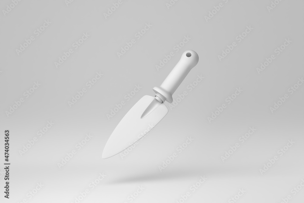 Hand plant shovel on white background. minimal concept. monochrome. 3D render. Hand plant shovel on white background. minimal concept. monochrome. 3D render.