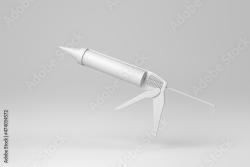 Silicone glue gun on white background. minimal concept. monochrome. 3D render. photo