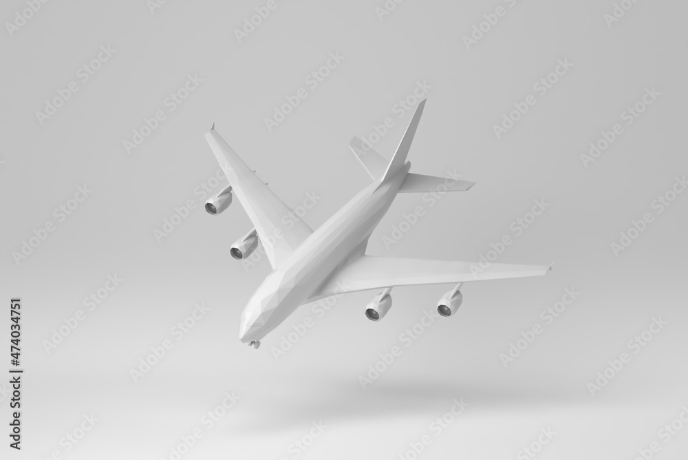 Airplane isolated on white background. polygon minimal concept. monochrome. 3D render. Airplane isolated on white background. polygon minimal concept. monochrome. 3D render.