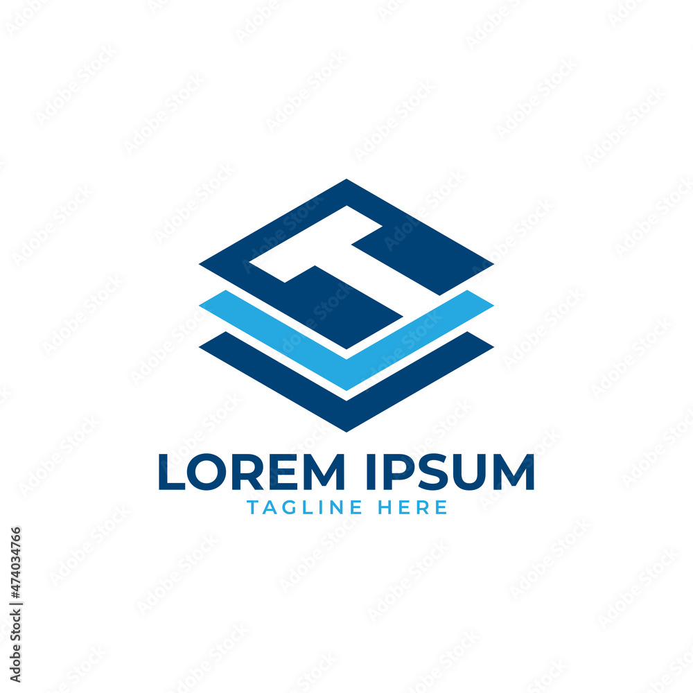 technology logo isometric layered vector template technology logo isometric layered vector template
