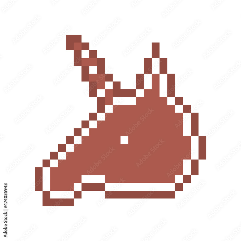 Obraz premium Pixel art gingerbread cookie unicorn head decorated with white sugar icing, 8 bit food icon isolated on white background. Frosted biscuit. Edible ornament. Cute Christmas dessert.Winter holiday pastry