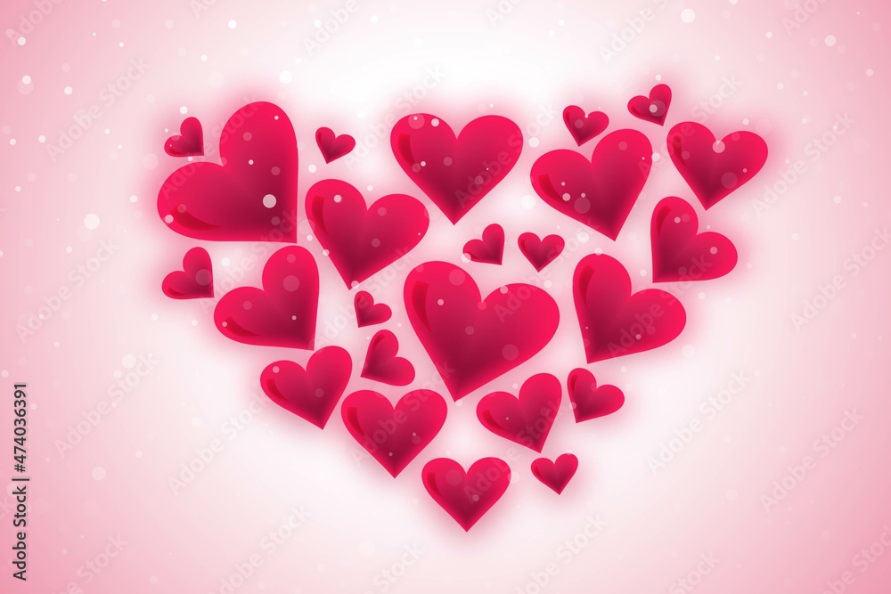 Happy valentines day lovely hearts greeting card background