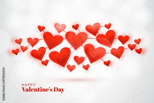 Beautiful red connected hearts valentines day card background photo