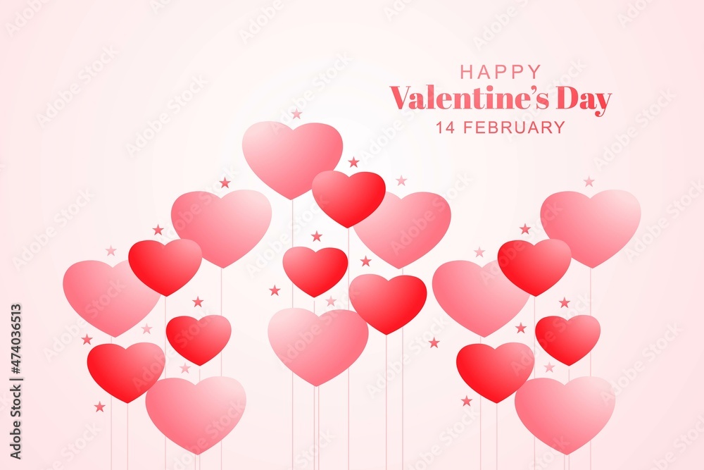 Happy valentines day lovely heart greeting card background