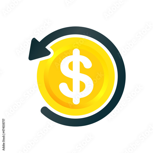 Cash back dollar money. Refund money investment. Illustration vector