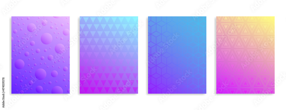 Minimal abstract covers. Vector halftone gradients. Geometric future template for flyer, poster, brochure and invitation. Future geometric patterns. Vector