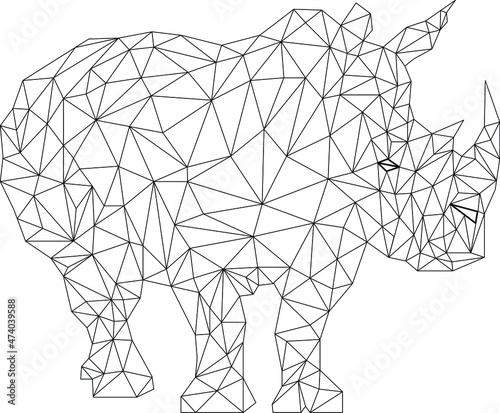 Low poly rhino illustration. Polygonal illustration