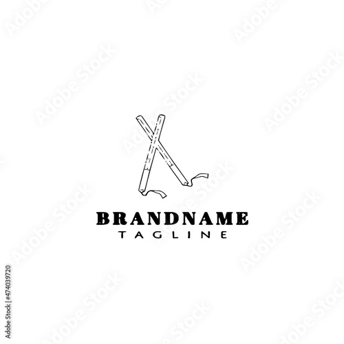 dandiya stick for indian holiday logo cartoon icon design template black isolated illustration