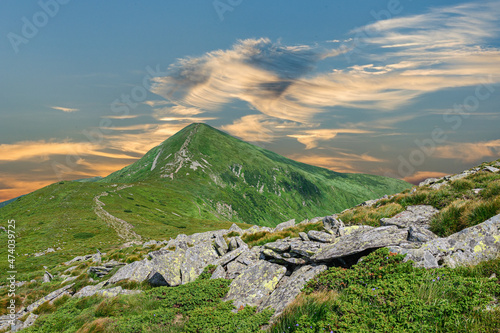 Hoverla is the highest mountain in Ukraine located in the Carpathian Mountains
