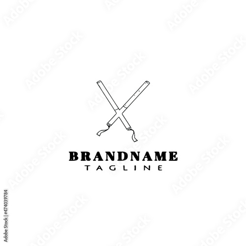 dandiya stick for indian holiday logo cartoon icon design template black vector illustration