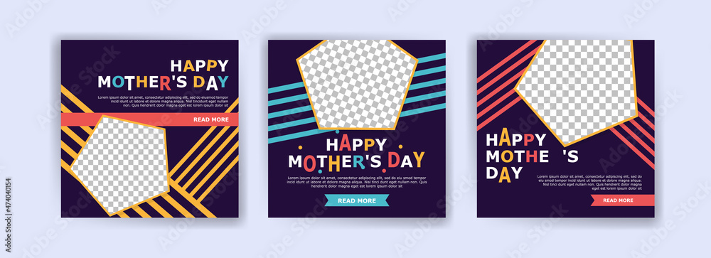 Mother's Day. Best mother ever. Banners vector for social media ads, and web ads.	