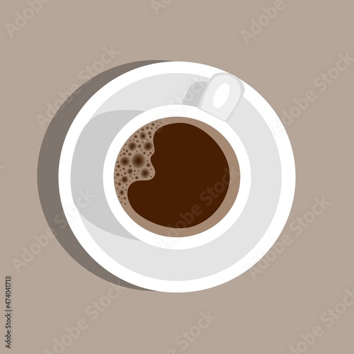 Cup of coffee. Top view. Vector illustration.