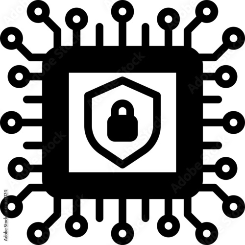microprocessor solid line icon