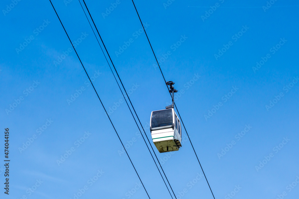 Gondola on a blue sky. La Clusaz, France