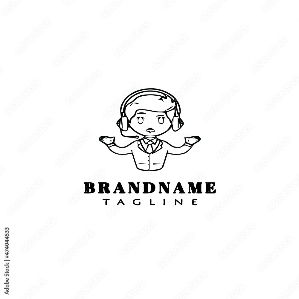 call center logo cartoon design template icon black isolated vector cute call center logo cartoon design template icon black isolated vector cute