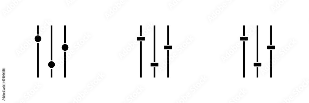 Conjunto de icono de control de volumen del sistema de sonido. Concepto de audio, nivel. Ilustración vectorial Conjunto de icono de control de volumen del sistema de sonido. Concepto de audio, nivel. Ilustración vectorial