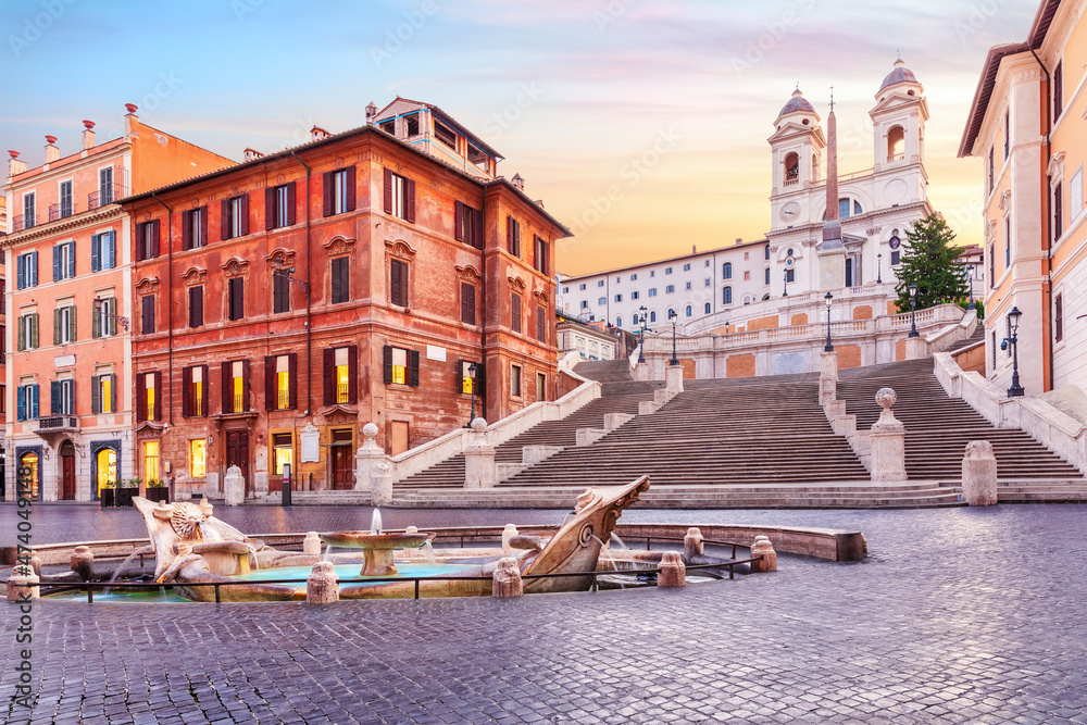 Fountain of the Boat and the Spanish Steps, Rome, Italy