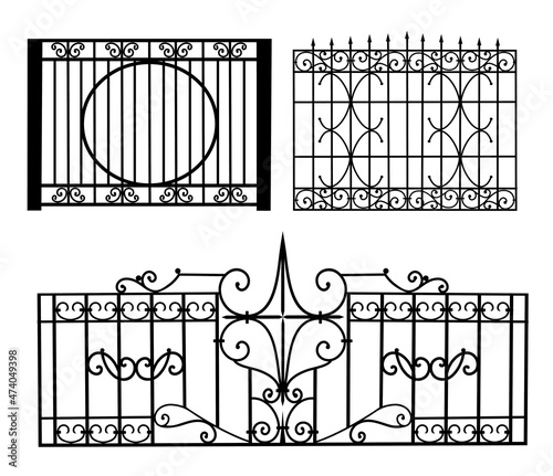 set of silhouette of wrought  gates vector