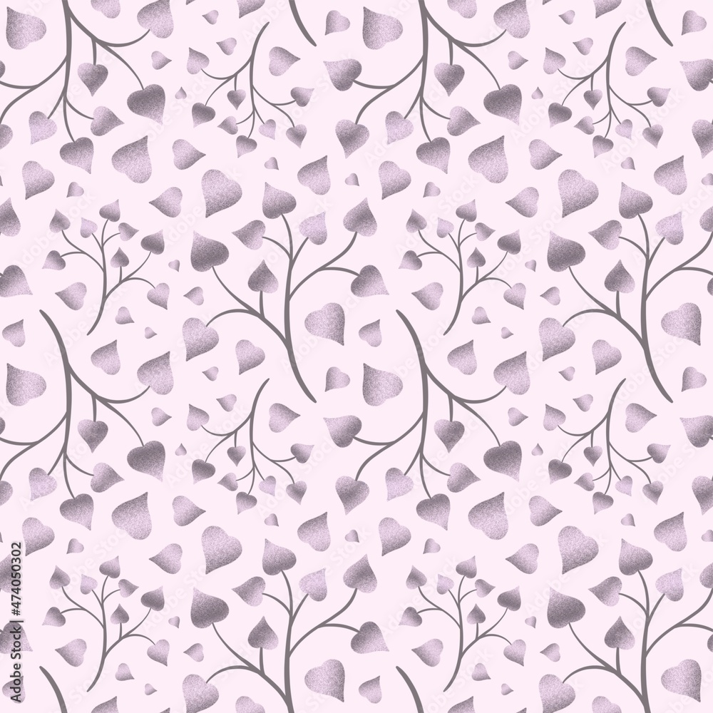 Heart Tree Seamless Repeat Pattern