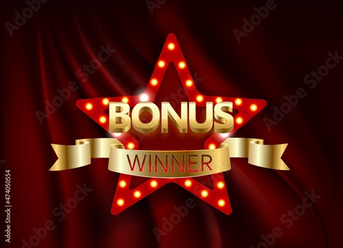 Shining Bonus banner with retro star.