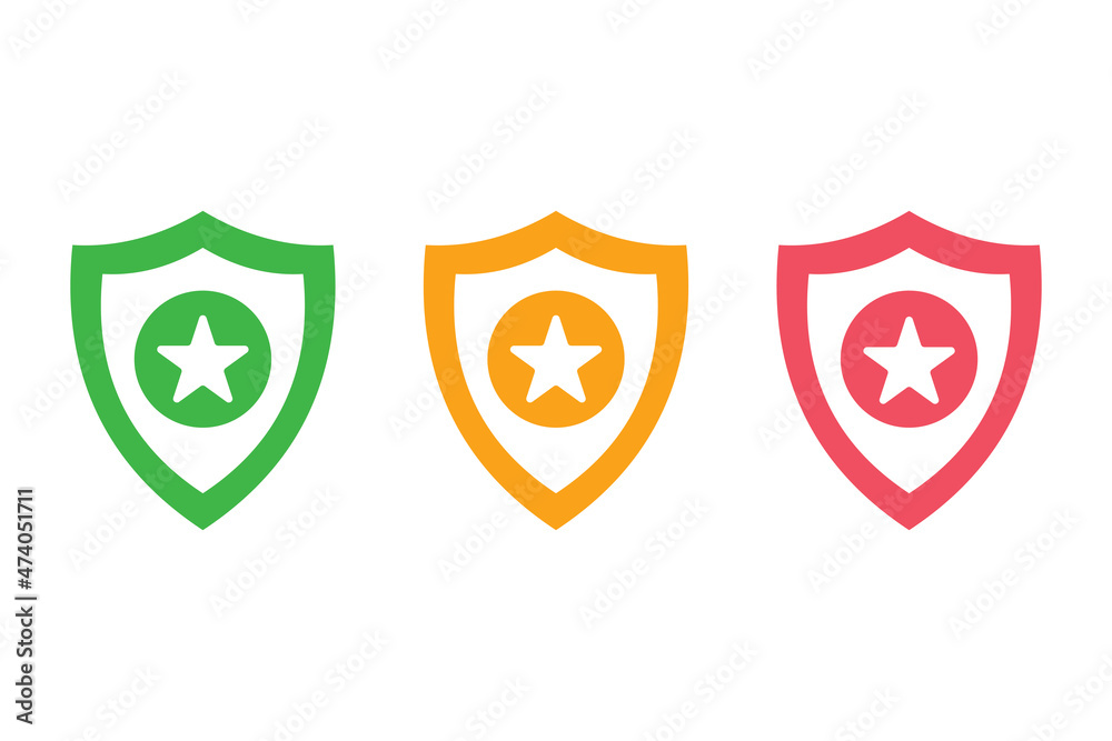 Shields with icons on white background for website, application, printing, document, poster design, etc. vector EPS10 Shields with icons on white background for website, application, printing, document, poster design, etc. vector EPS10