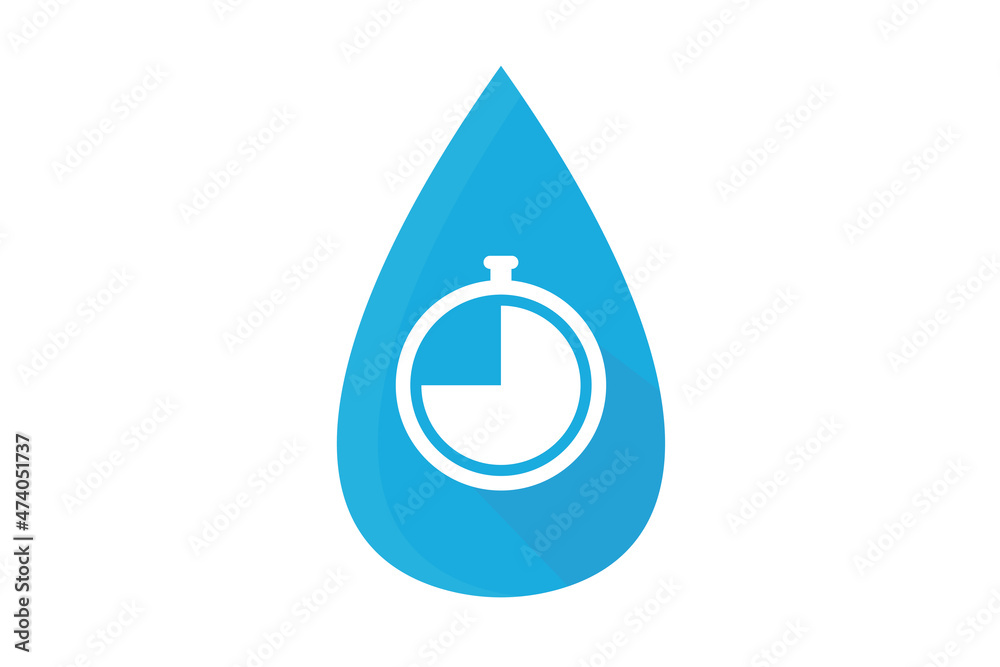 Blue water drop with a timer on white background for website, application, printing, document, poster design, etc. vector EPS10 Blue water drop with a timer on white background for website, application, printing, document, poster design, etc. vector EPS10