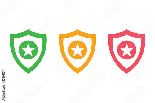 Shields with icons on white background for website, application, printing, document, poster design, etc. vector EPS10