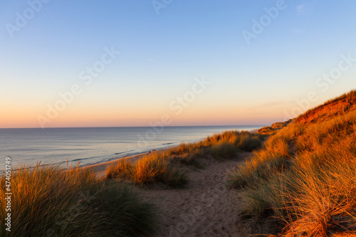 Beautiful dune landscape in the evening on Sylt