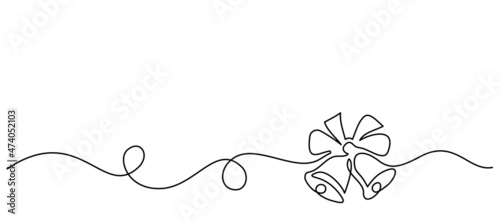 Merry Christmas decoration. Wavy line with Christmas bells