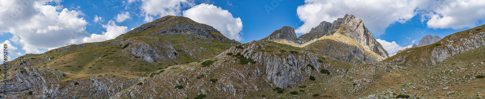 Beautiful view of the surroundings of Mount Saddle in the Durmitor National Park in Montenegro in autumn.