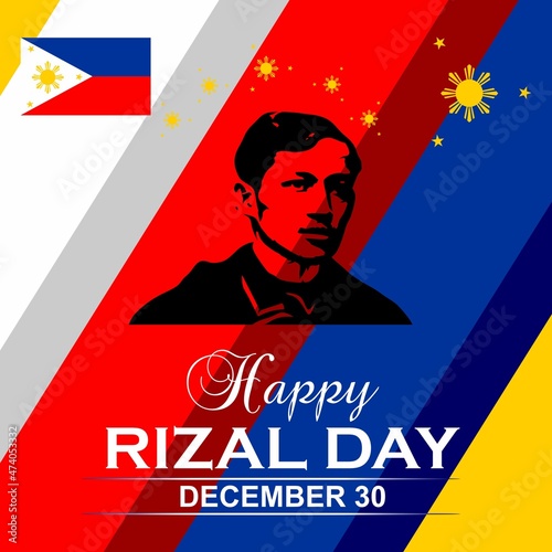 Rizal Day Background Design with the Philippine national flag color theme photo