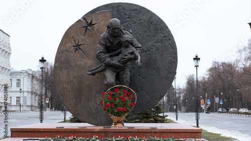 monument to the soldier vs terrorism in Beslan city