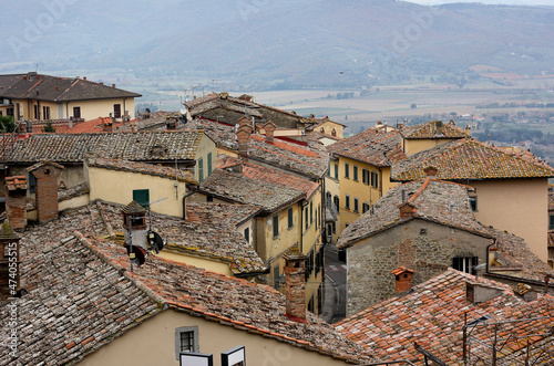Принти на полотні Antique roofs of the ancient medieval town of Cortona in Tuscany