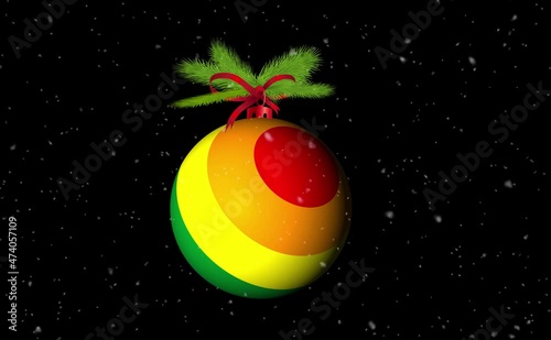 3d Render aimation rainbow color Christmas Ball.Vector photo